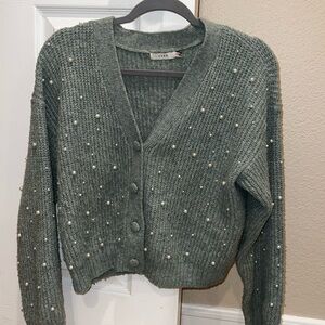 Lush Green Pearl Button Cardigan